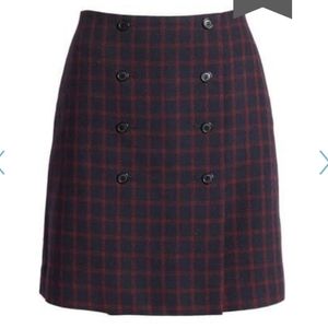double button plaid wrap skirt 1901